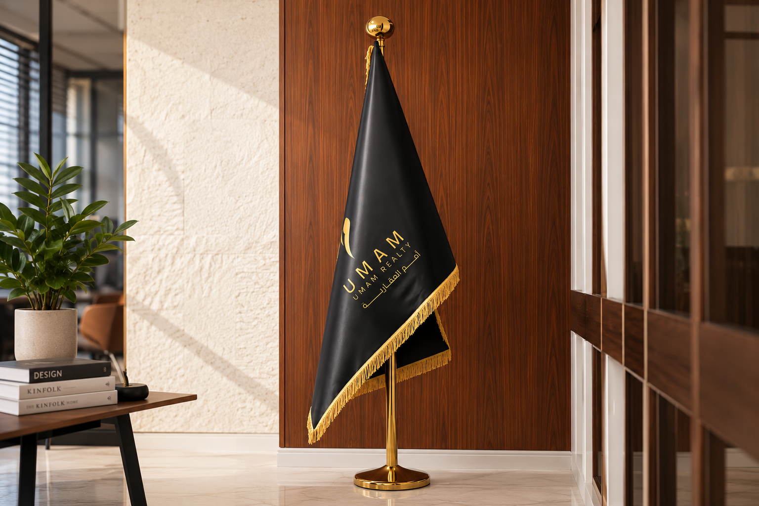 علم داخلي بهدب ذهبي